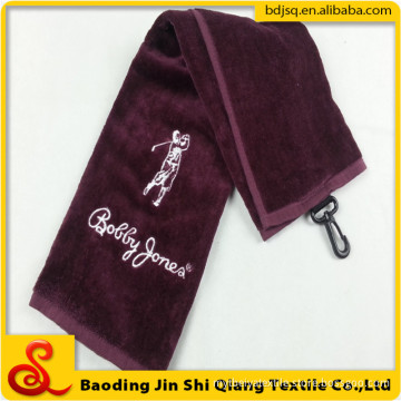 High quality 100% cotton embroidery design Golf Towel with hook sweat workout towel
